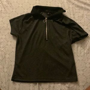 Grey half zip crop top